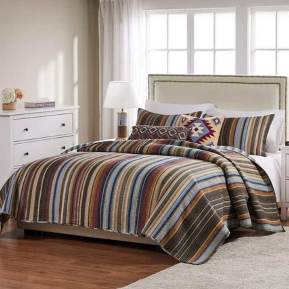 Greenland Home Durango 100% Cotton Reversible Quilt Set, 5-Pc Full/Queen, Earth